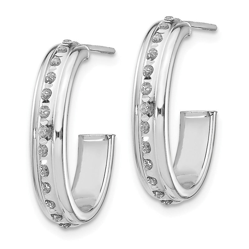 Quality Gold 14k White Gold Diamond Fascination Hoop Earrings