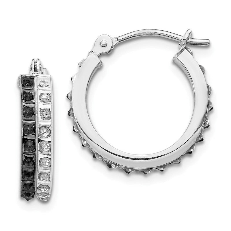 Quality Gold 14k White Gold Diamond Fascination Diamond Round Hinged Hoop Earrings