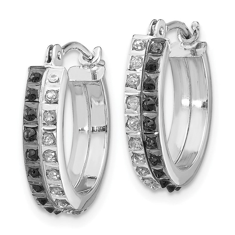 Quality Gold 14k White Gold Diamond Fascination Diamond Round Hinged Hoop Earrings