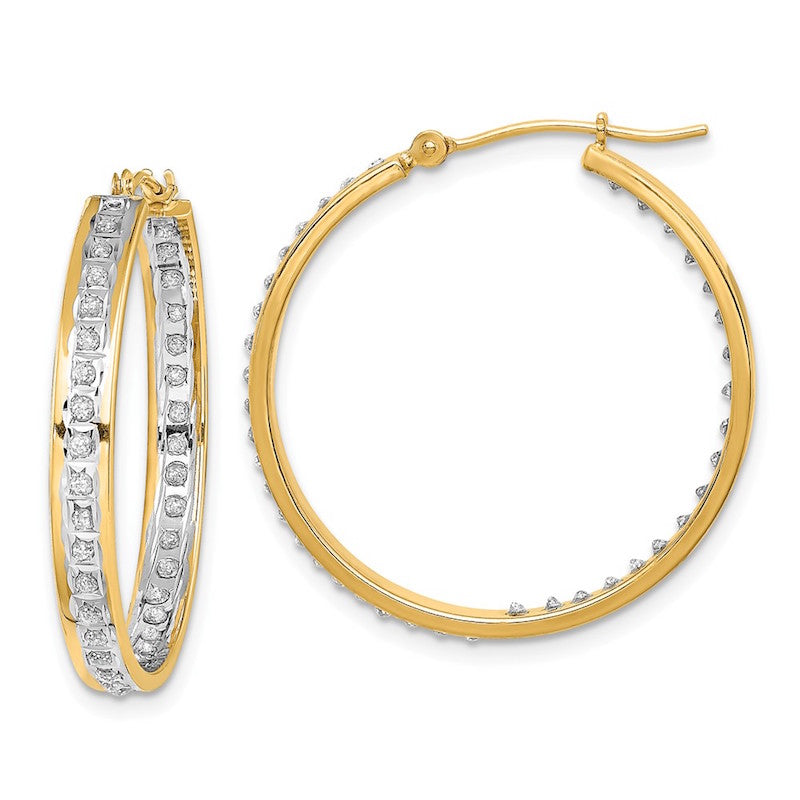 Quality Gold 14k Yellow Gold Diamond Fascination Hoop Earrings