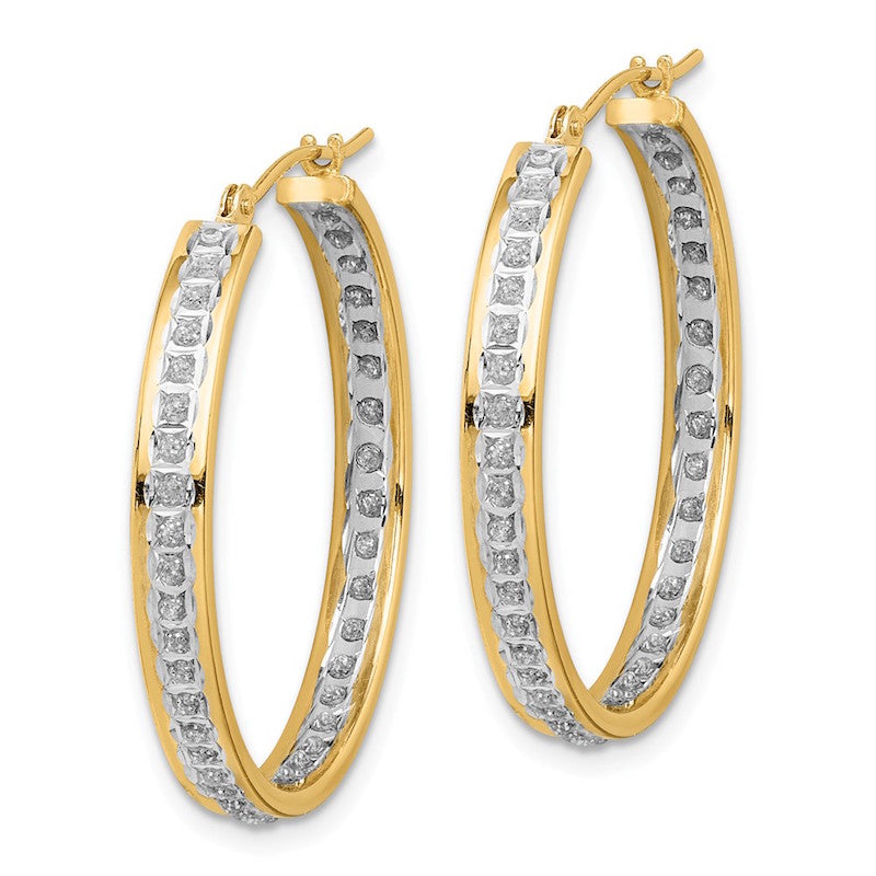 Quality Gold 14k Yellow Gold Diamond Fascination Hoop Earrings