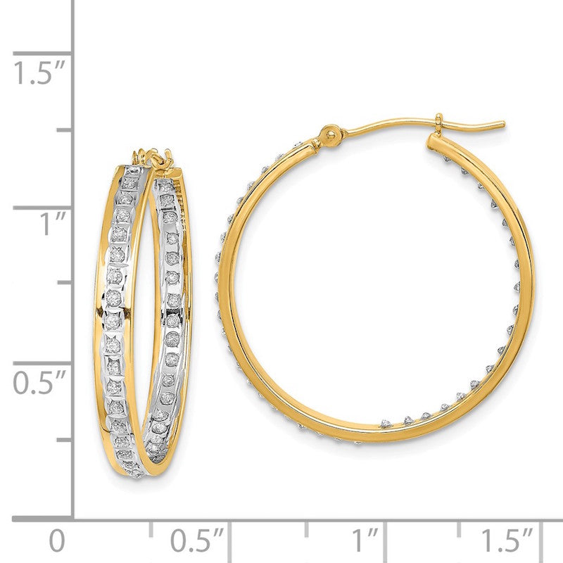 Quality Gold 14k Yellow Gold Diamond Fascination Hoop Earrings