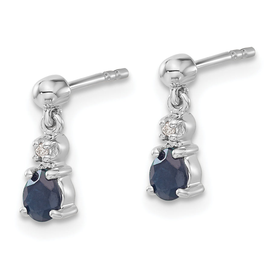 Quality Gold 14k White Gold Blue Sapphire and Diamond Dangle Post Earrings