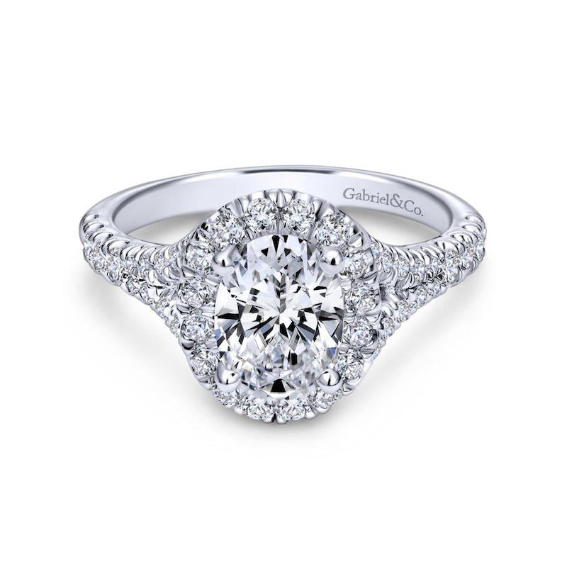 Gabriel & Co. 14k White Gold Contemporary Halo Engagement Ring