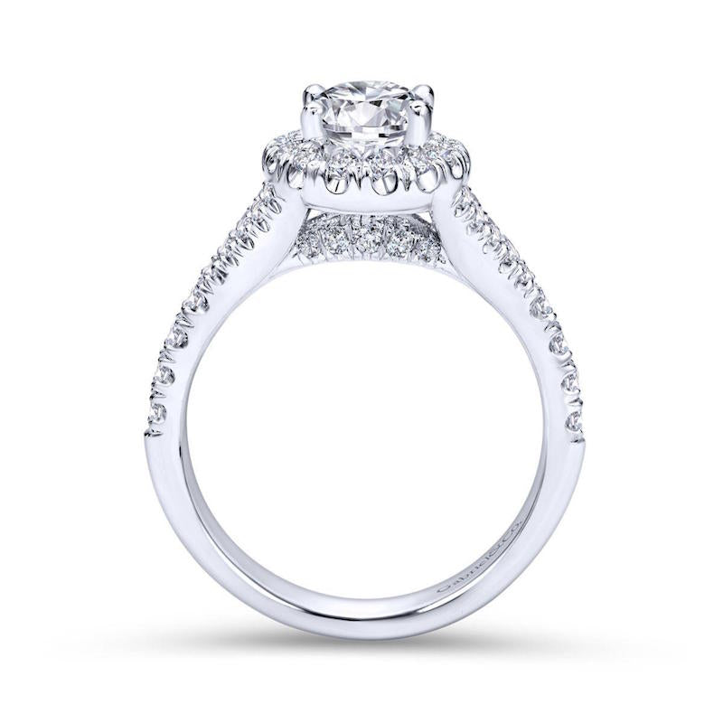 Gabriel & Co. 14k White Gold Contemporary Halo Engagement Ring