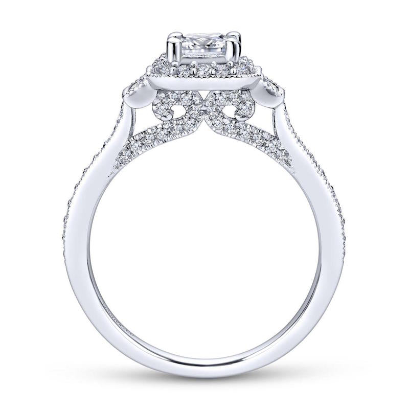 Gabriel & Co. 14k White Gold Victorian Halo Engagement Ring