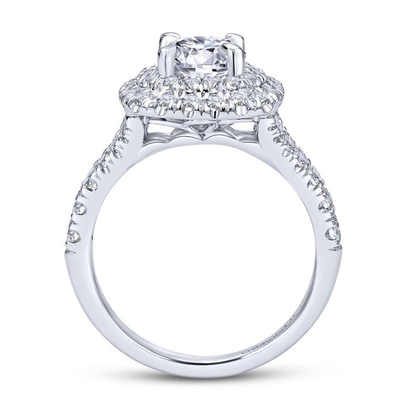 Gabriel & Co. 14k White Gold Contemporary Double Halo Engagement Ring