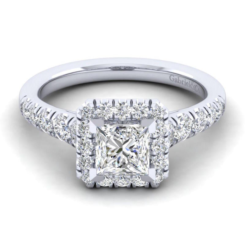 Gabriel & Co. 14k White Gold Contemporary Halo Engagement Ring