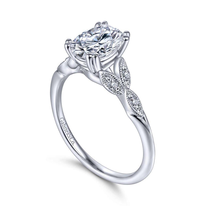 Gabriel & Co. 14k White Gold Victorian Straight Engagement Ring