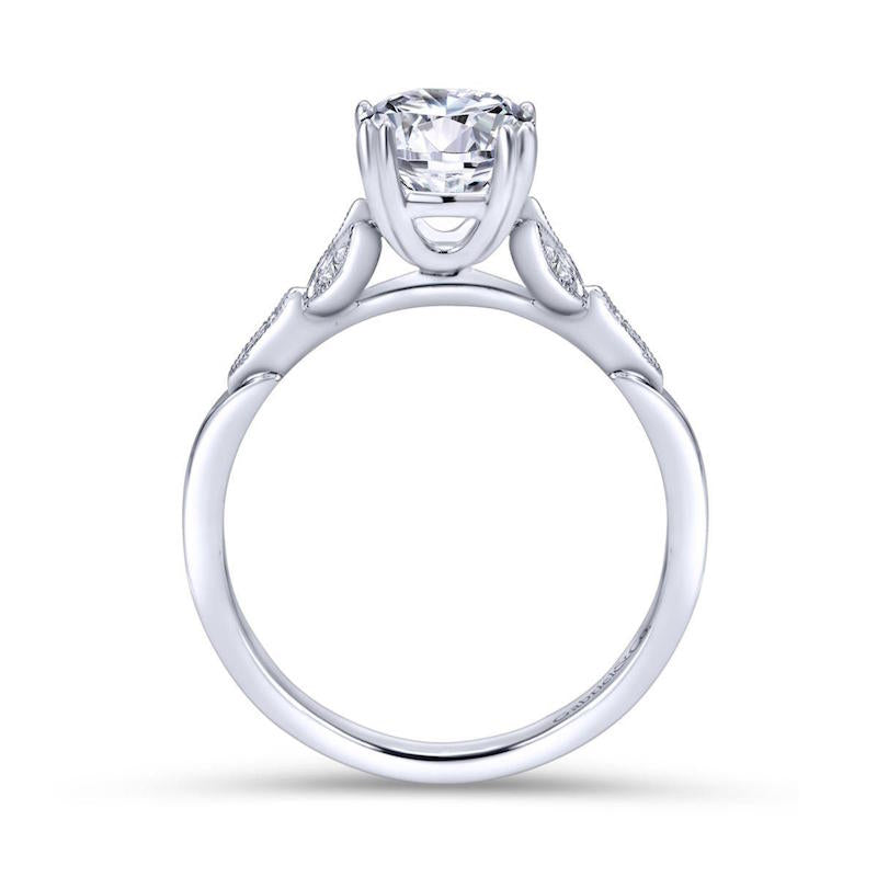 Gabriel & Co. 14k White Gold Victorian Straight Engagement Ring