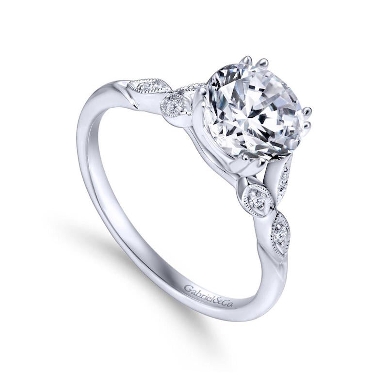 Gabriel & Co. 14k White Gold Victorian Straight Engagement Ring