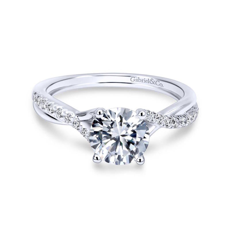 Gabriel & Co. 14k White Gold Contemporary Twisted Engagement Ring