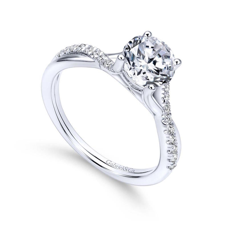 Gabriel & Co. 14k White Gold Contemporary Twisted Engagement Ring