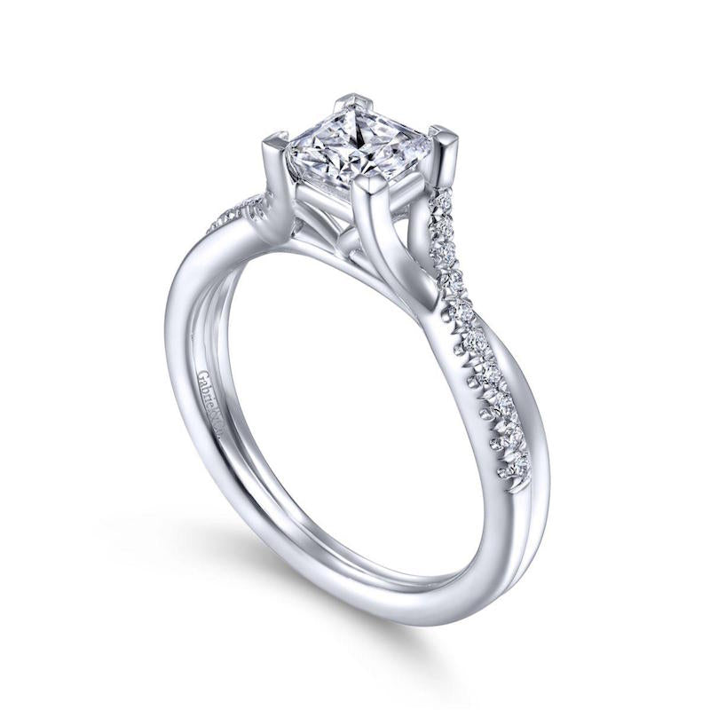 Gabriel & Co. 14k White Gold Contemporary Twisted Engagement Ring