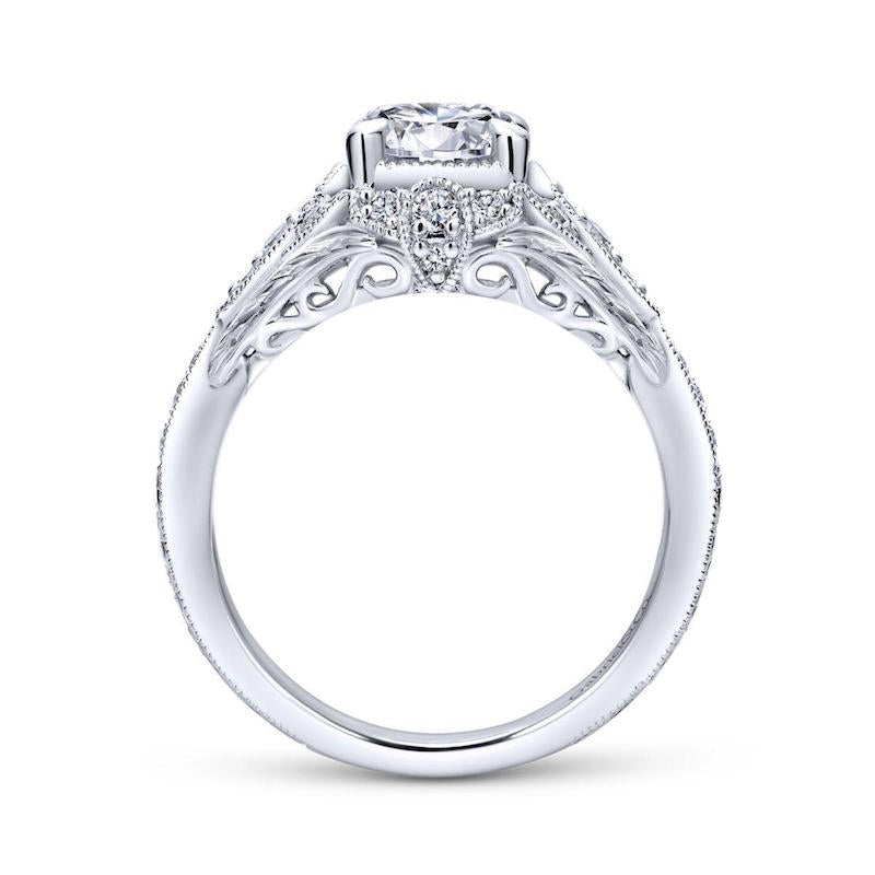 Gabriel & Co. 14k White Gold Victorian Halo Engagement Ring