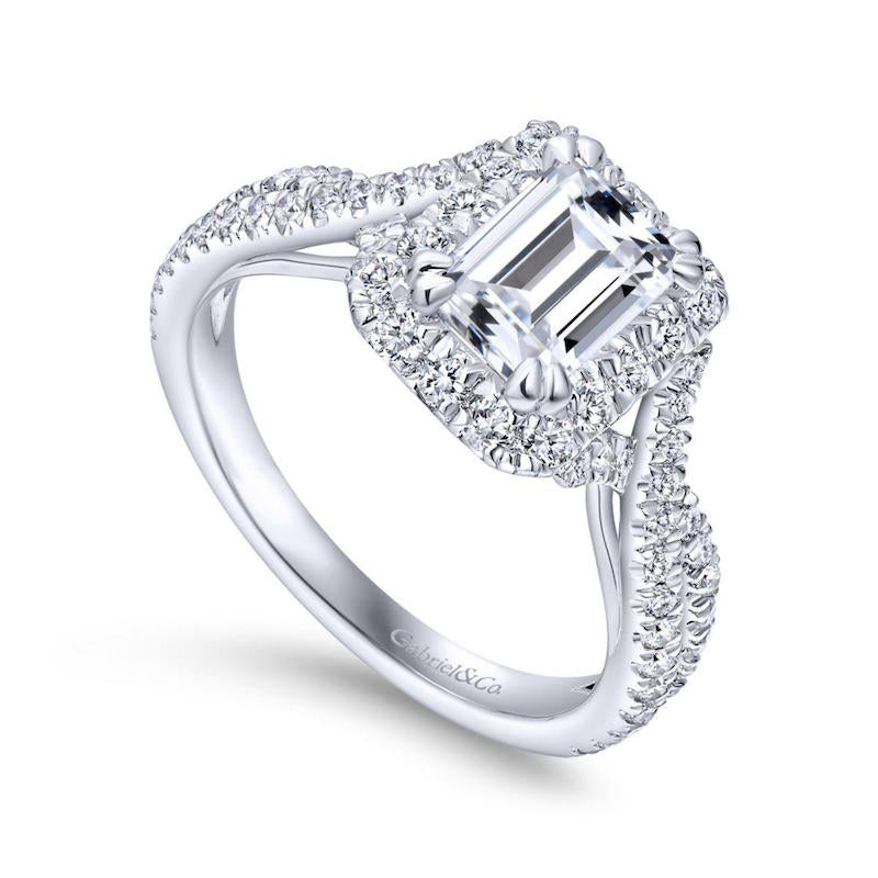 Gabriel & Co. 14k White Gold Contemporary Halo Engagement Ring