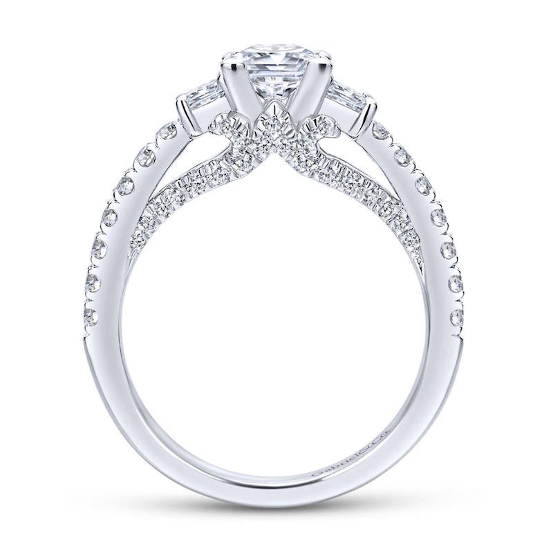 Gabriel & Co. 14k White Gold Entwined 3 Stone Engagement Ring