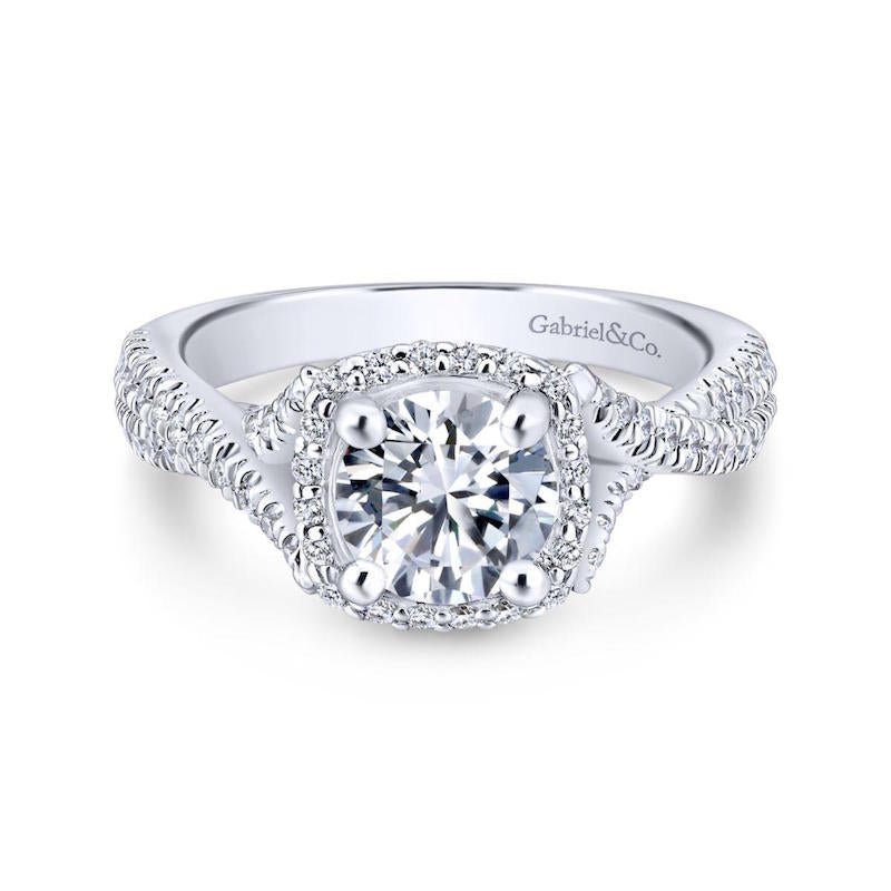 Gabriel & Co. 14k White Gold Rosette Halo Engagement Ring