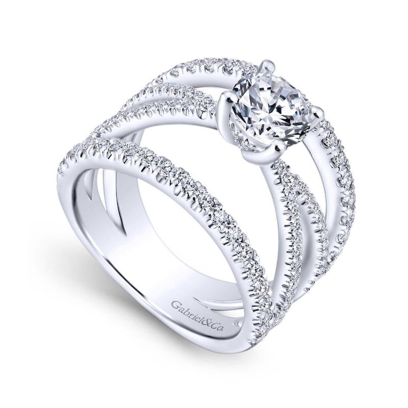 Gabriel & Co. 14k White Gold Nova Free Form Engagement Ring