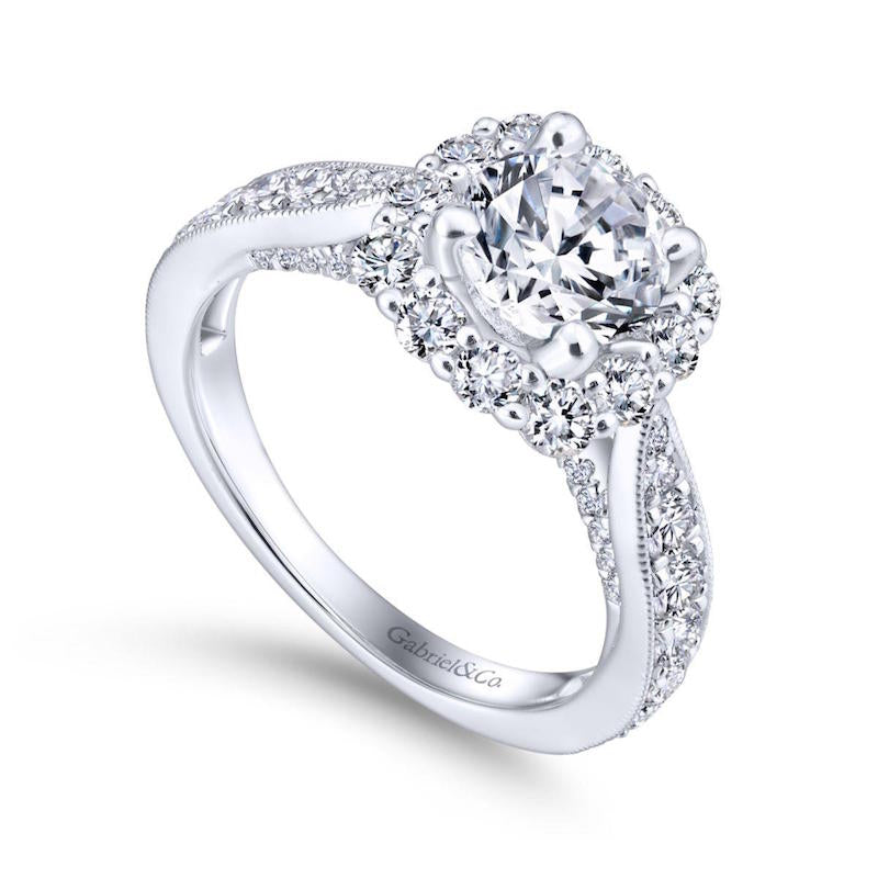 Gabriel & Co. 14k White Gold Entwined Halo Engagement Ring