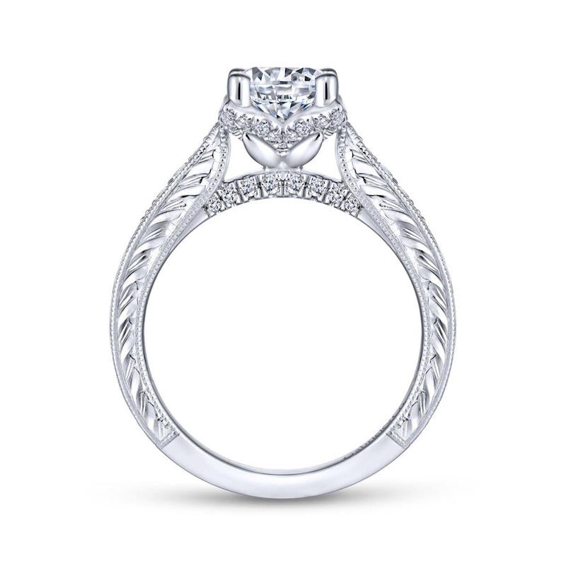 Gabriel & Co. 14k White Gold Victorian Straight Engagement Ring