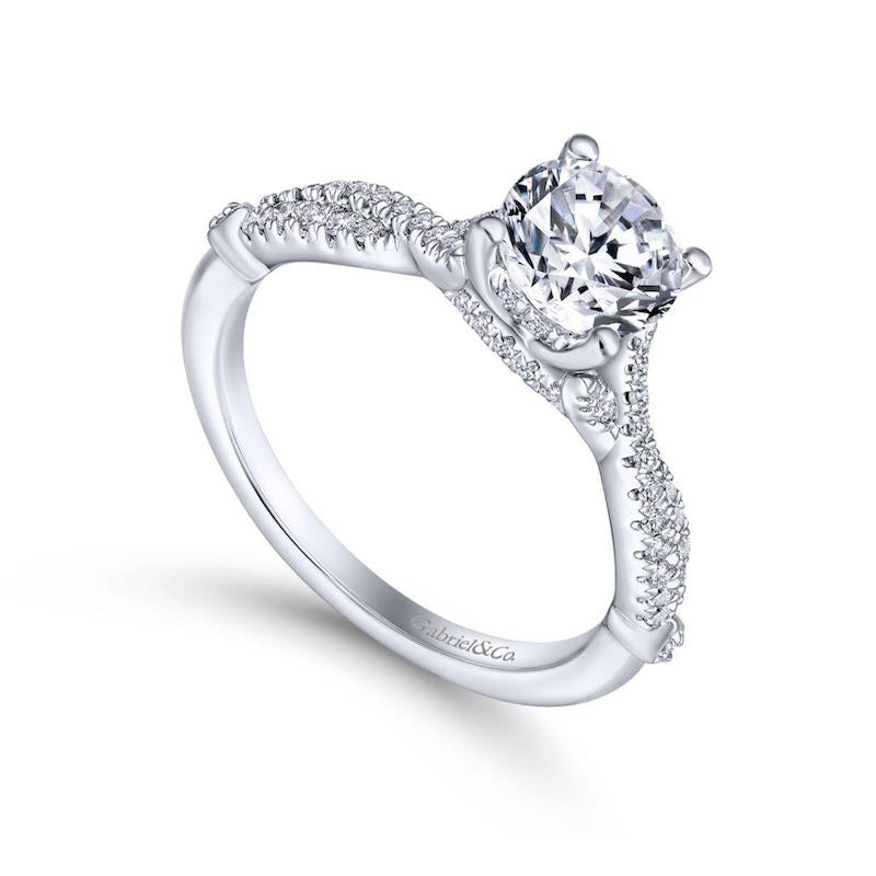 Gabriel & Co. 14k White Gold Contemporary Twisted Engagement Ring