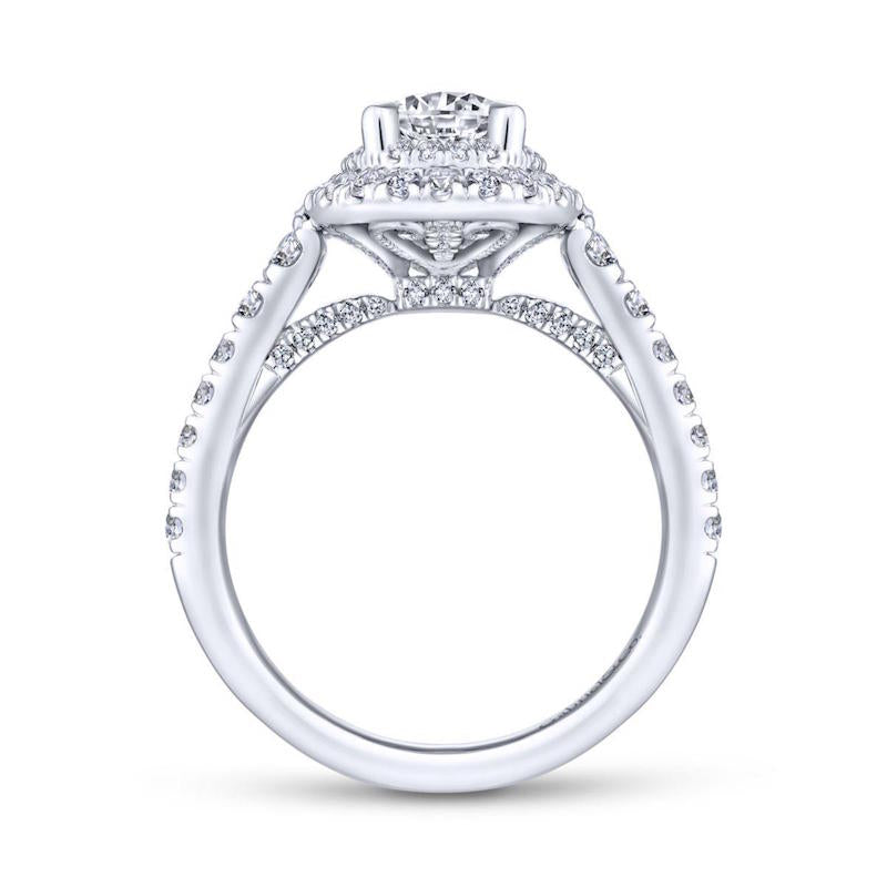 Gabriel & Co. 14k White Gold Rosette Double Halo Engagement Ring