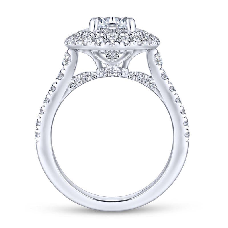 Gabriel & Co. 14k White Gold Rosette Double Halo Engagement Ring