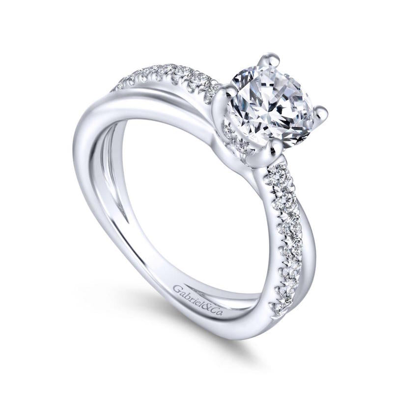 Gabriel & Co. 14k White Gold Contemporary Twisted Engagement Ring