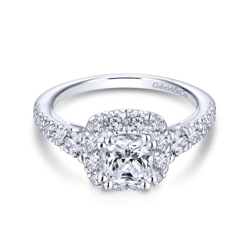 Gabriel & Co. 14k White Gold Contemporary Halo Engagement Ring