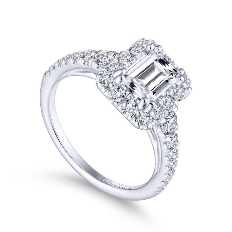 Gabriel & Co. 14k White Gold Contemporary Halo Engagement Ring