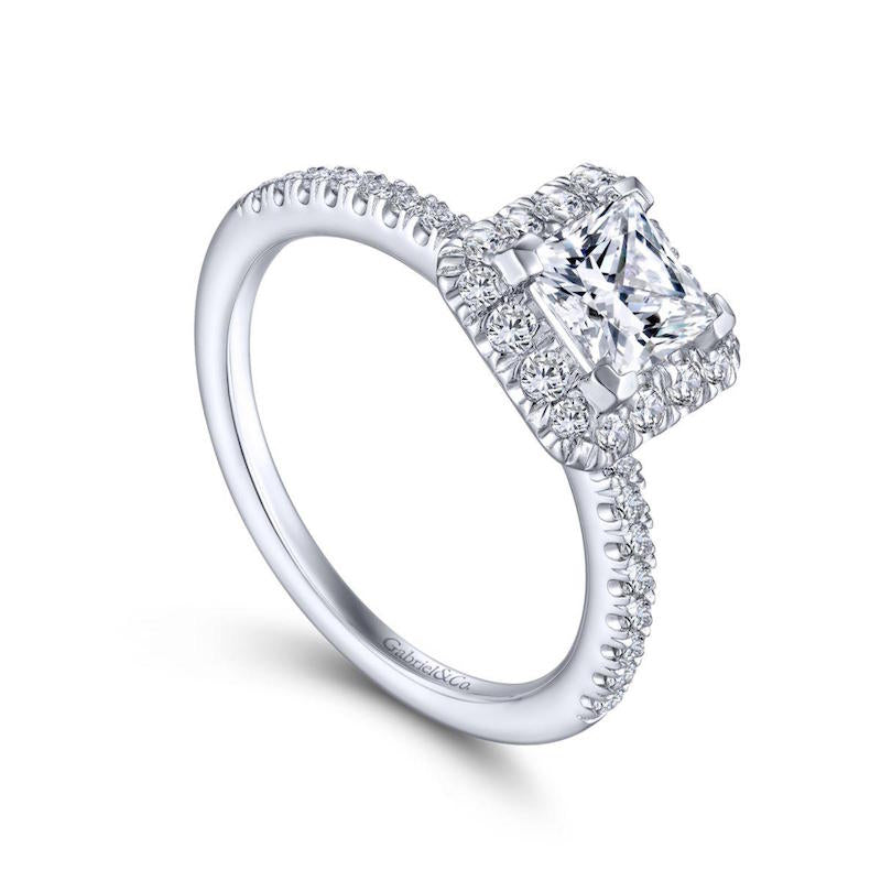 Gabriel & Co. 14k White Gold Contemporary Halo Engagement Ring