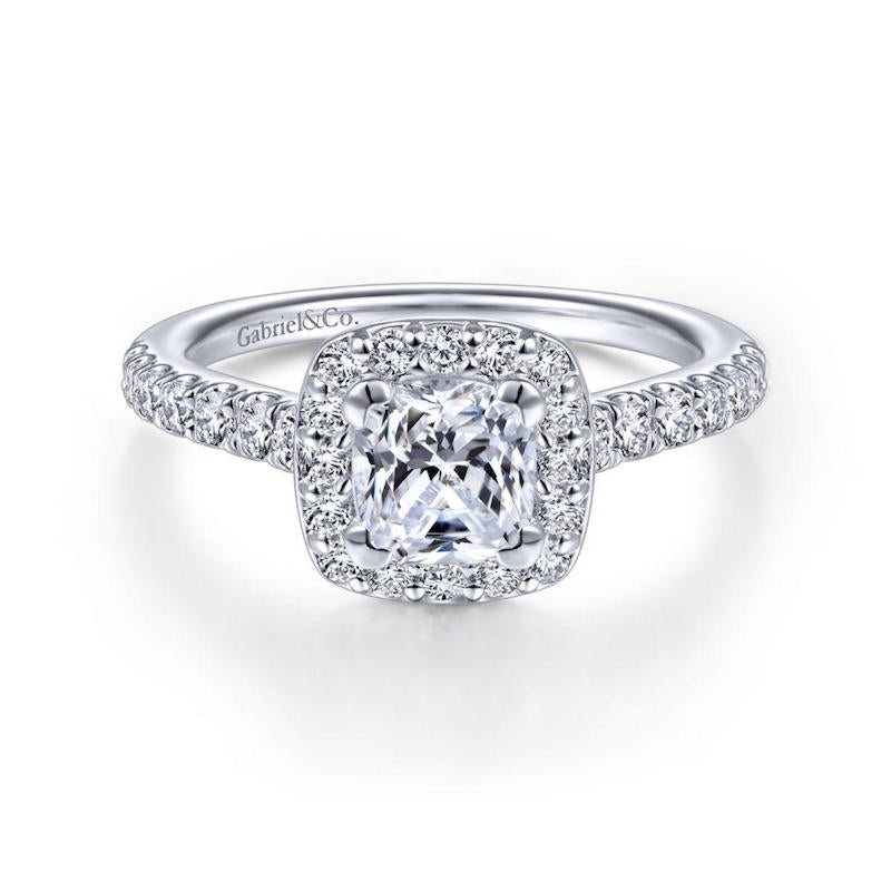 Gabriel & Co. 14k White Gold Contemporary Halo Engagement Ring