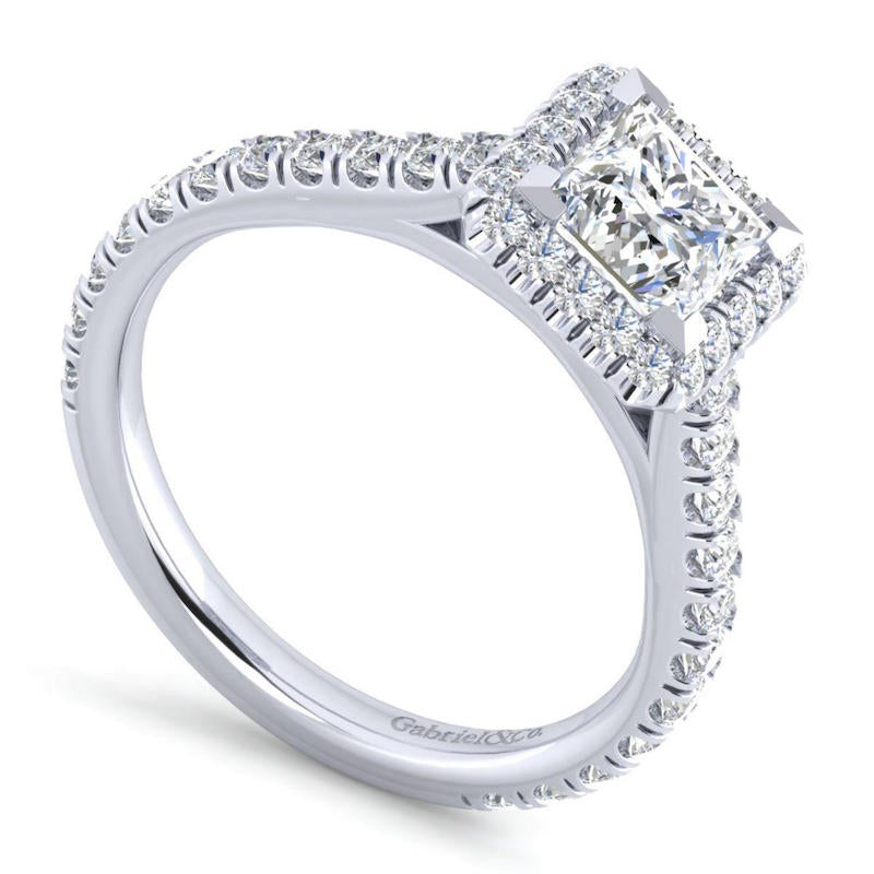 Gabriel & Co. 14k White Gold Contemporary Halo Engagement Ring