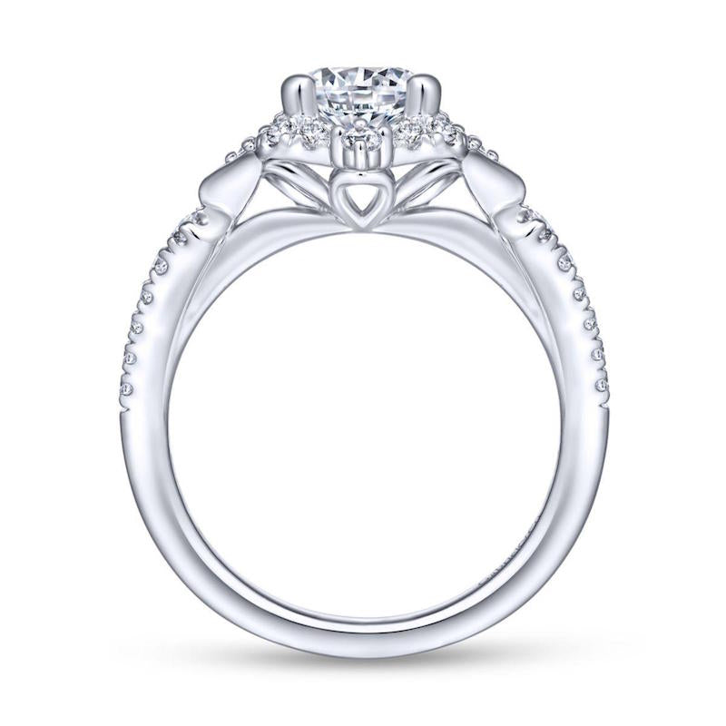 Gabriel & Co. 14k White Gold Art Deco Halo Engagement Ring