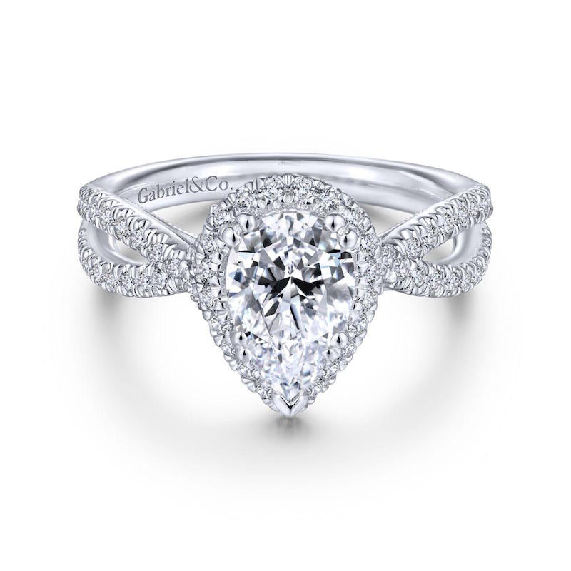 Gabriel & Co. 14k White Gold Contemporary Halo Engagement Ring