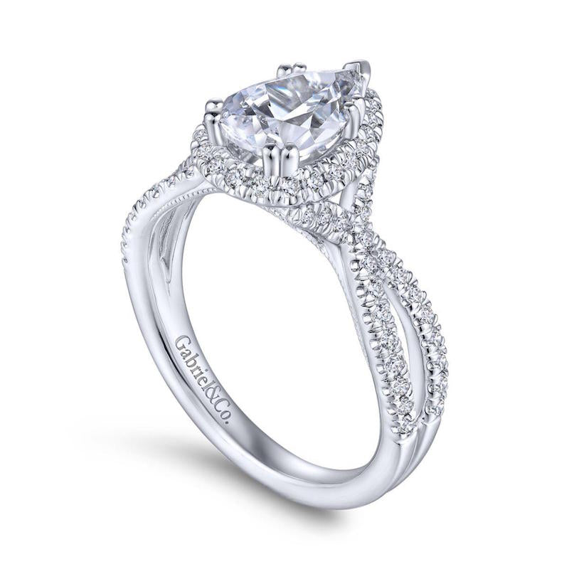 Gabriel & Co. 14k White Gold Contemporary Halo Engagement Ring