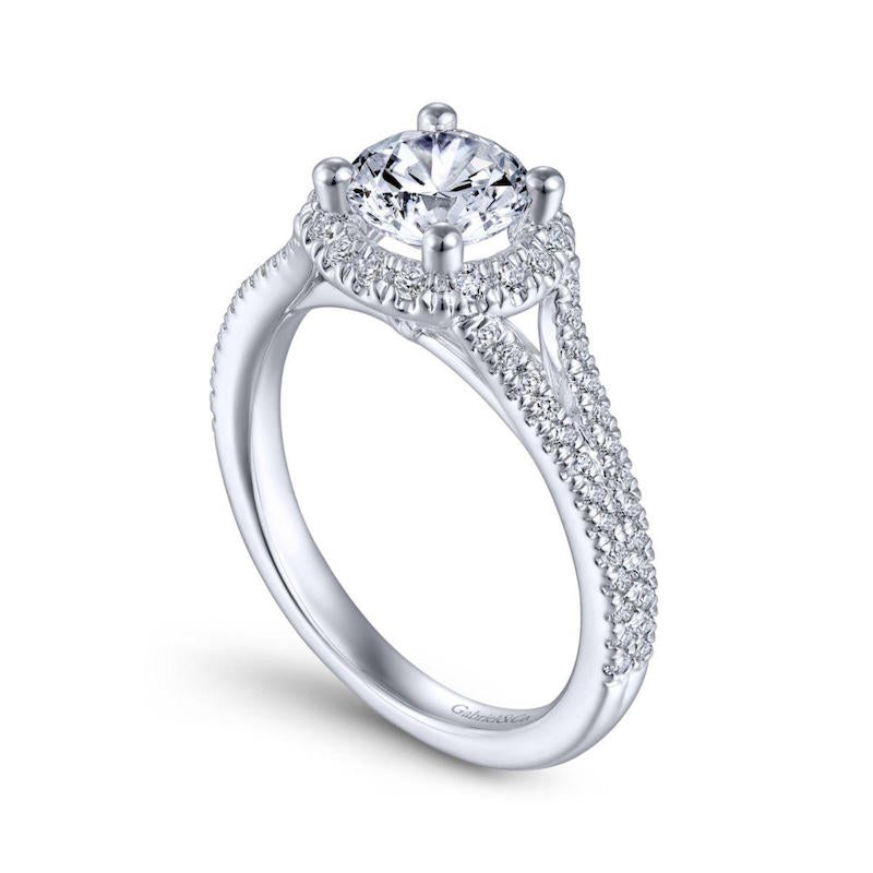 Gabriel & Co. 14k White Gold Contemporary Halo Engagement Ring