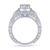 Gabriel & Co. 14k White Gold Art Deco Halo Engagement Ring