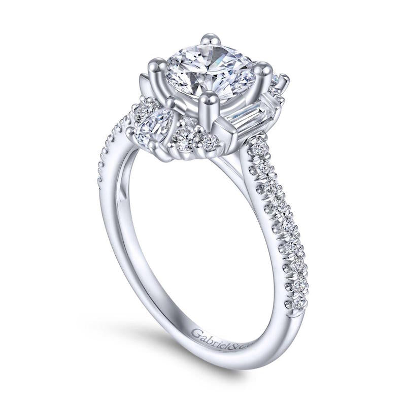 Gabriel & Co. 14k White Gold Art Deco Halo Engagement Ring