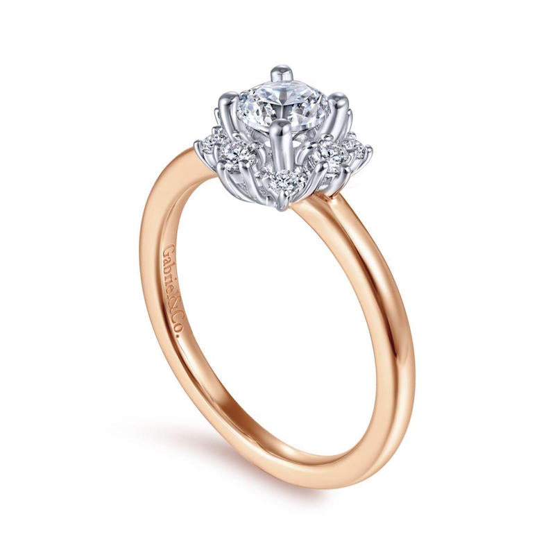 Gabriel & Co. 14k Two Tone Gold Starlight Halo Engagement Ring