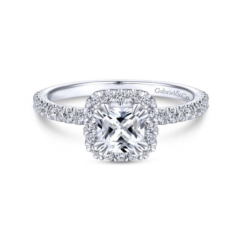 Gabriel & Co. 14k White Gold Contemporary Halo Engagement Ring