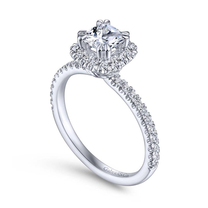 Gabriel & Co. 14k White Gold Contemporary Halo Engagement Ring