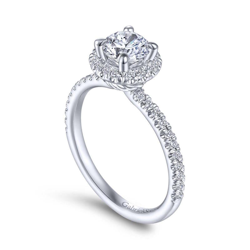 Gabriel & Co. 14k White Gold Contemporary Halo Engagement Ring