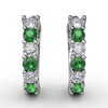 Fana Shared Prong Emerald And Diamond Hoop Earrings