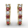 Fana Shared Prong Ruby And Diamond Hoop Earrings