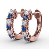 Fana Shared Prong Sapphire And Diamond Hoop Earrings