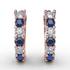 Fana Shared Prong Sapphire And Diamond Hoop Earrings