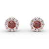 Fana Shared Prong Ruby and Diamond Stud Earrings