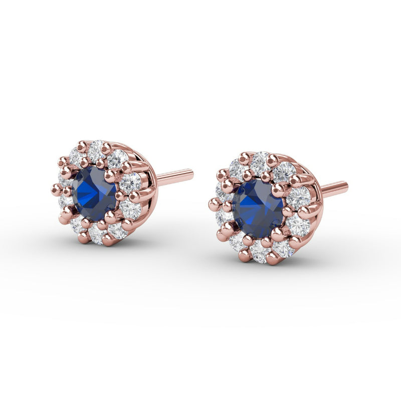 Fana Shared Prong Sapphire and Diamond Stud Earrings